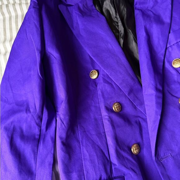 Zara Purple Double-Breasted Blazer with Gold Buttons size S - Picture 5 of 7